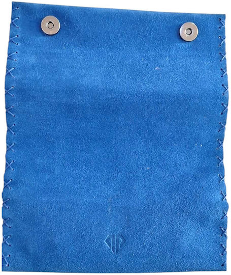 Kalliopi Silver Leder Tabaktasche Blau mit Magnetverschluss 16,5x7,5cm