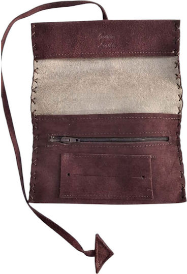 Kalliopi Silver Leder Tabaktasche Braun mit Verschlussart mit Taste 16,5x7,5cm