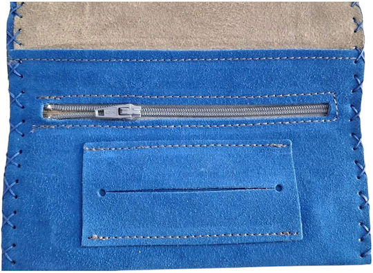 Kalliopi Silver Leder Tabaktasche Blau mit Magnetverschluss 16,5x7,5cm