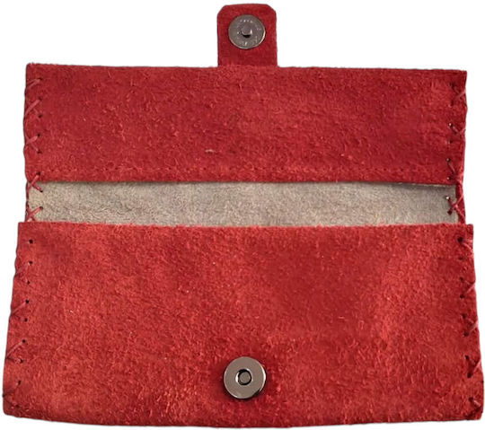 Kalliopi Silver Leder Tabaktasche Rote mit Magnetverschluss 16,5x7,5cm