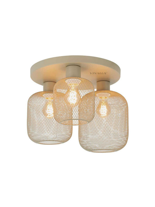 Vivalux 3xe27 Elinor Deckenleuchte Beige mit Lampenbirnensockel E27