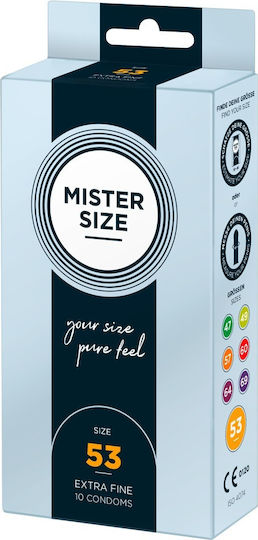 Mister Size Презервативи 216 бр 53 мм Тънки за Естествено Усещане Natural Vegan