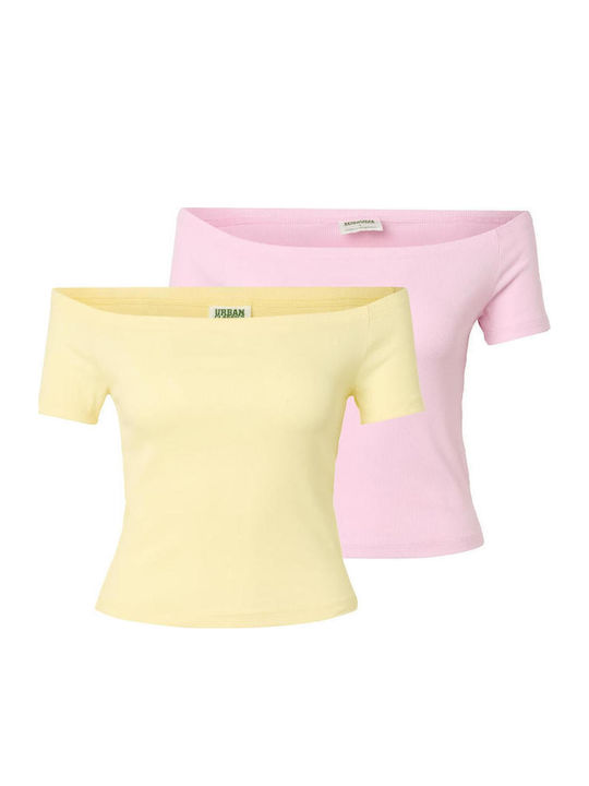 Women's Crop T-shirt Blushed Rose+Pale Yellow 2Pack