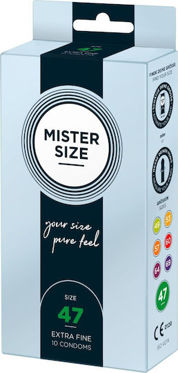 Mister Size Презервативи 60 бр 47 мм Тънки за Естествено Усещане Natural Vegan