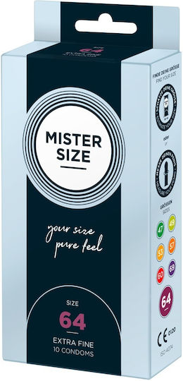 Mister Size Презервативи 216бр 64мм Тънки за естествено усещане Natural Веган