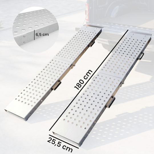 Homcom Σετ 2 Πτυσσόμενες Ράμπες Φόρτωσης 400 Kg 180 X 25,5 Cm Ασημί C20-113v00sr