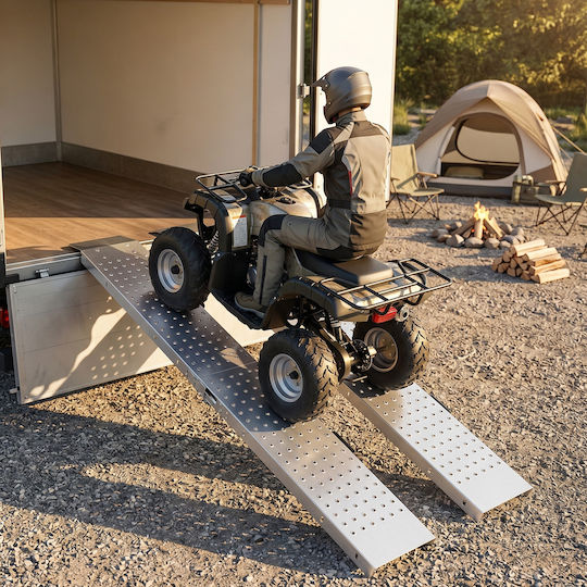 Homcom Σετ 2 Πτυσσόμενες Ράμπες Φόρτωσης 400 Kg 180 X 25,5 Cm Ασημί C20-113v00sr