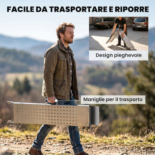 Homcom Σετ 2 Πτυσσόμενες Ράμπες Φόρτωσης 400 Kg 180 X 25,5 Cm Ασημί C20-113v00sr
