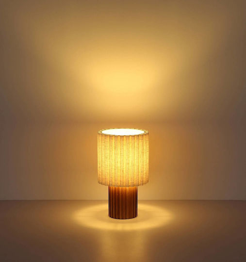 Globo Lighting Wooden Table Lamp with Brown Shade and Base