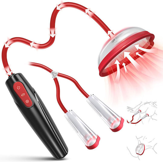 Pompă electrică pentru zona vaginală și sfârcuri 3 niveluri de sucțiune 7 moduri de vibrație stimulator clitoridian reîncărcabil impermeabil IPX7 cupe din silicon