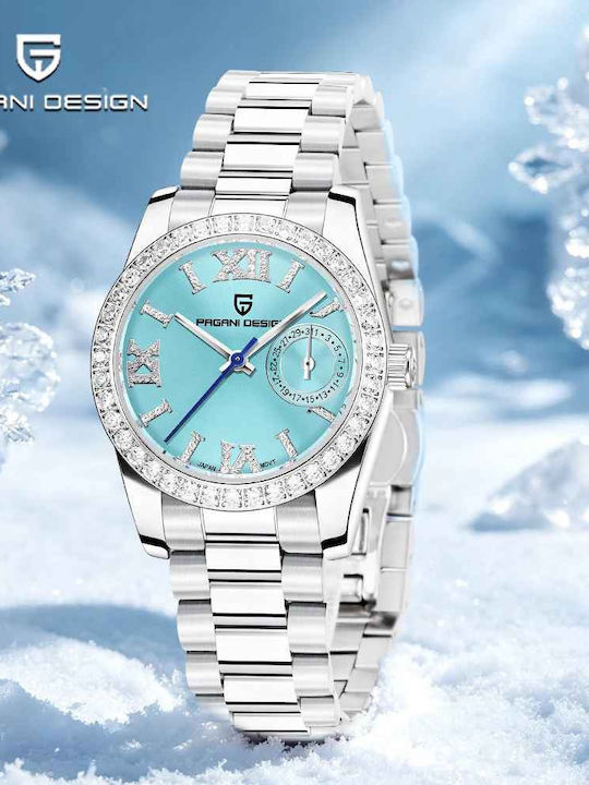 Pagani Design Vh65 Ceas Bărbătesc 32mm Cu Baterie Cu Brățară Din Oțel Ice Blue