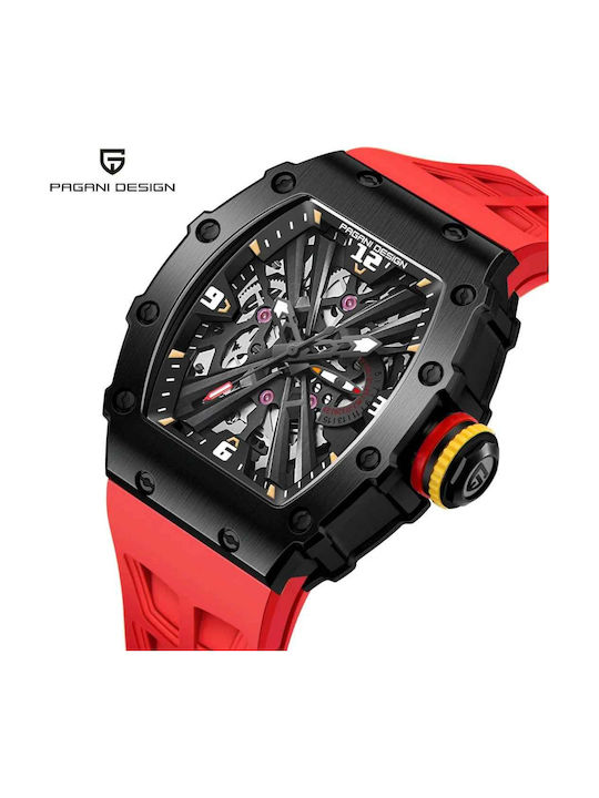 Pagani Design Pd-1738 Ceas Bărbătesc 42mm Cu Curea Din Cauciuc Black/red