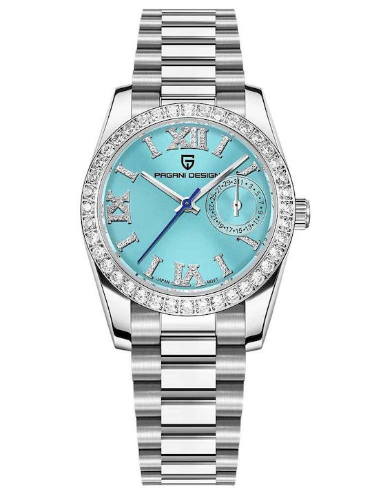 Pagani Design Vh65 Ceas Bărbătesc 32mm Cu Baterie Cu Brățară Din Oțel Ice Blue