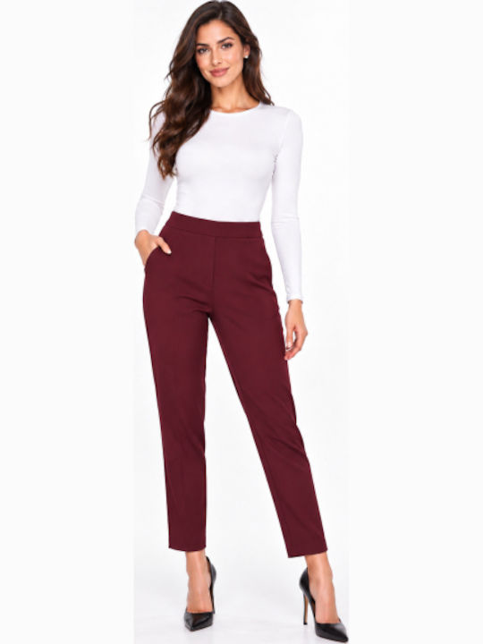 Women's Fabric Trousers in Regular Fit Burgundy WB-41559-27TR-BURG