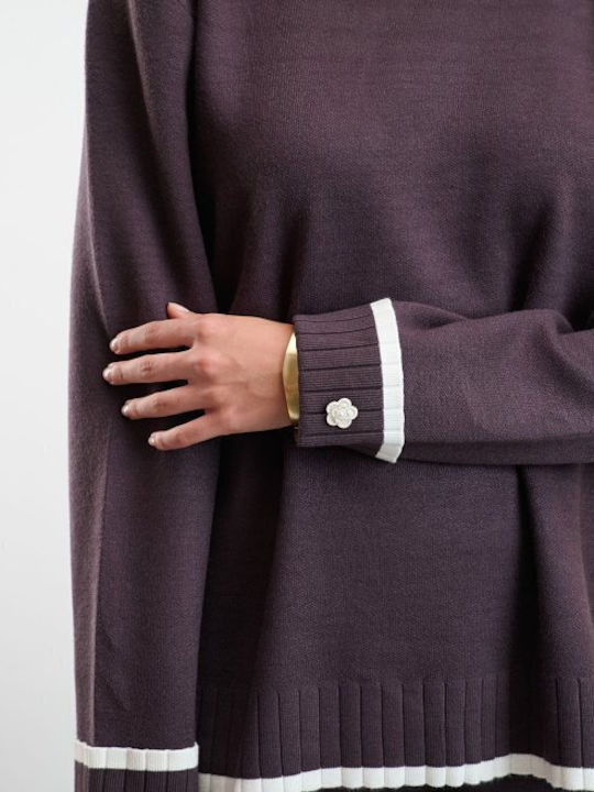 Set Dama Maro Cu Pantaloni în Croială Lejeră Cu Dungi