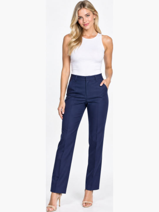 Women's Fabric Trousers in Regular Fit Blue WM-ZFS14738-27TR-BLUE