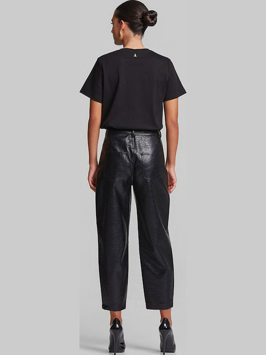 Damen Leder Hochgebirge Hose in Regulär Schwarz