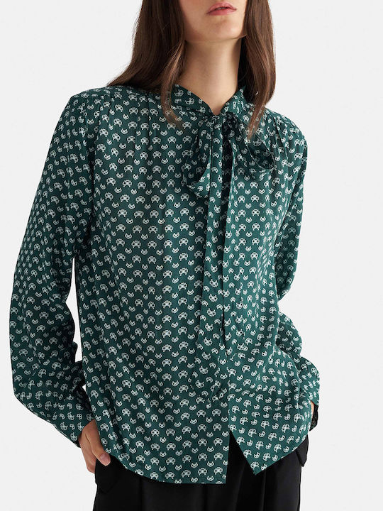 attrattivo Cămașă de damă cu mânecă lungă Verde Floral