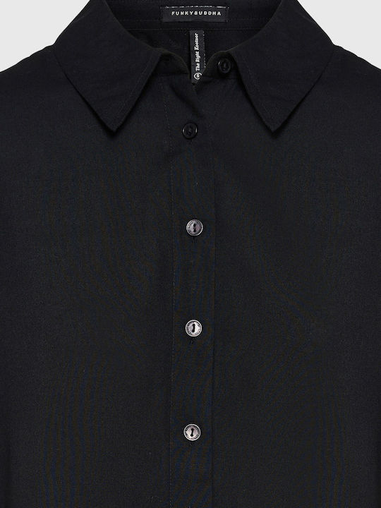 Langärmeliges Damenhemd Schwarz Monochrom FBL014-100-05-Schwarz