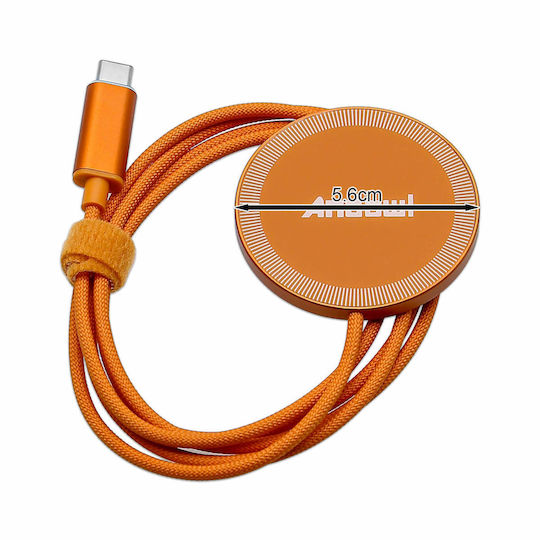 Andowl Wireless Charger (Qi Pad) and USB-C Cable 30W Orange (A53)