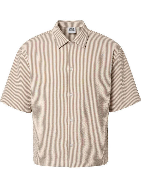 Short Sleeve Striped Shirt Brownmocca/White