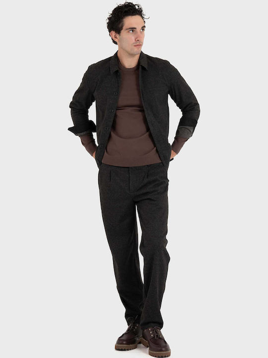 Langärmeliges Overshirt in Normale Passform Dunkelgrau