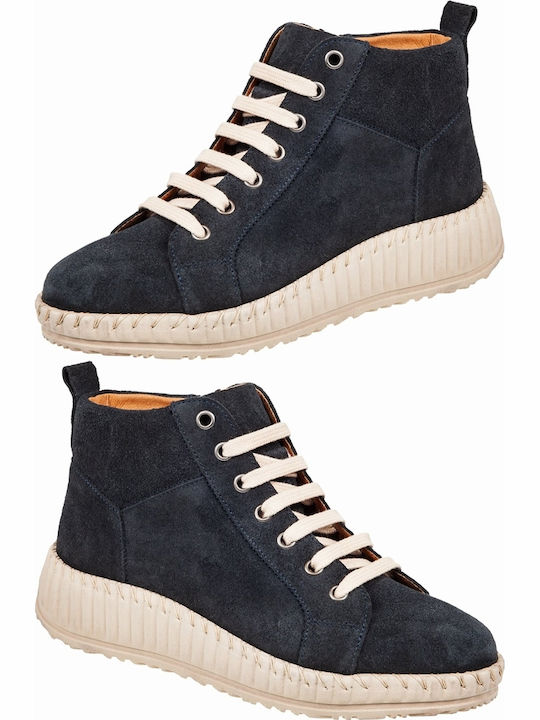 Leder Damen Stiefeletten Blau