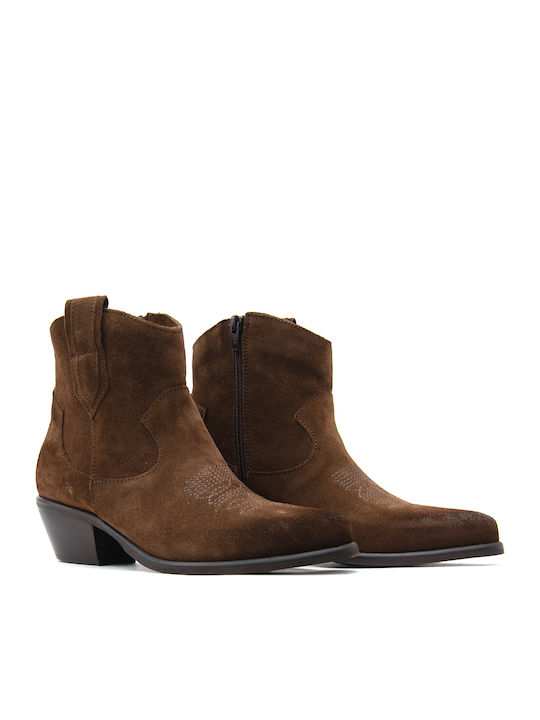 Suede Women's Ankle Boots Brown