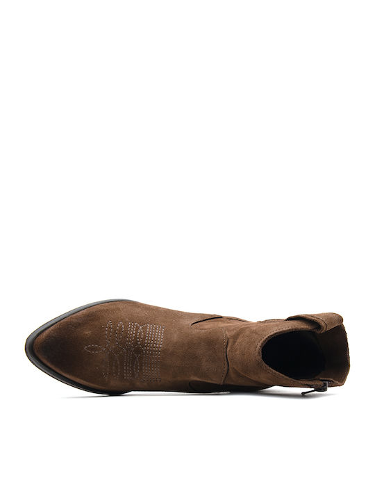 Suede Women's Ankle Boots Brown