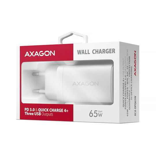 Akyga Зарядно Устройство Без Кабел GaN с USB-C Порт 25W Power Delivery Бял (AK-CH-22)