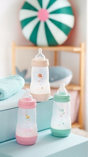 Mam Plastic Baby Bottle Anti-Colic with Silicone Nipple for 4+ months Blue 320ml