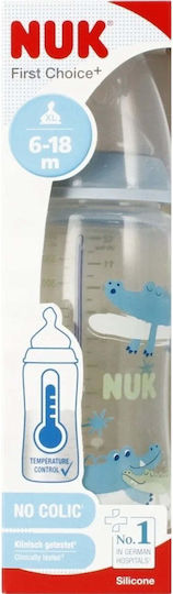 Nuk Plastic Baby Bottle First Choice Anti-Colic with Silicone Nipple for 6-18 months Blue 300ml