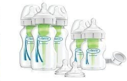 Dr. Brown's Set Kunststoff Babyflaschen Options Gegen Koliken mit Silikon Sauger für 0+ Monate Transparent