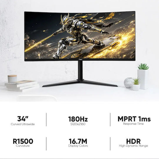 Armaggeddon PXP 34 Pro C Ултраширок VA HDR Извит Gaming Монитор 34" 180Hz с Време на реакция 1ms GTG