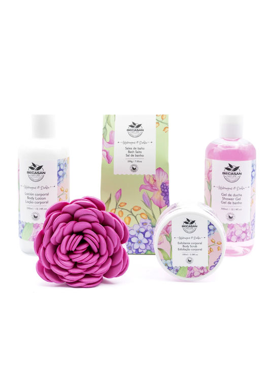 Becasan Set de îngrijire cu parfum floral din răchită pentru curățare corp