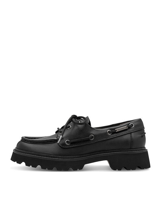 Leder Damen Mokassins in Schwarz Farbe