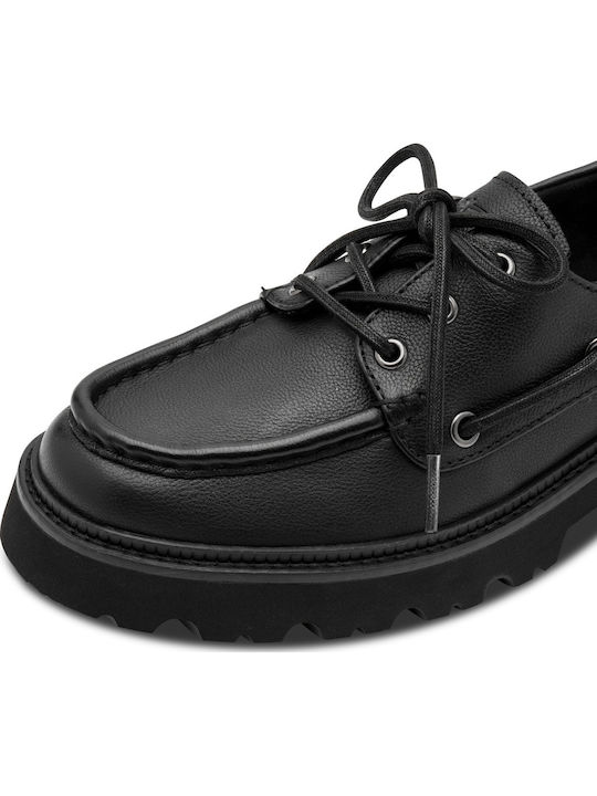 Leder Damen Mokassins in Schwarz Farbe