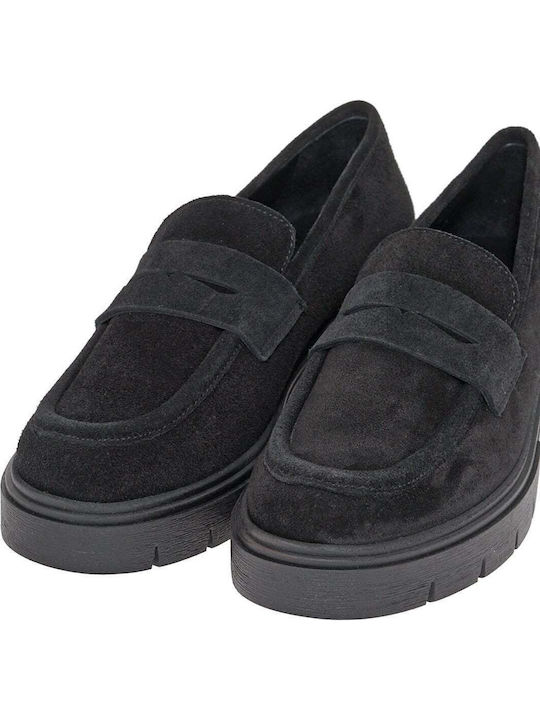 Leather Women's Loafers In Black Colour
