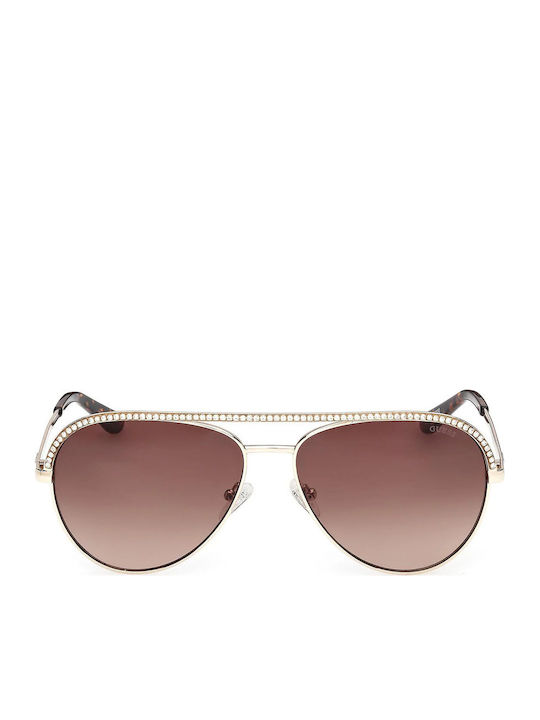 Guess Unisex Ochelari de soare cu Auriu Cadru și Aur Degrade Lentilă