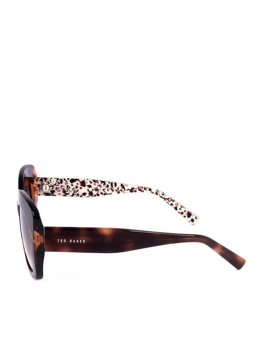 Ted Baker Women's Sunglasses with Brown Tartaruga Plastic Frame and Gray Gradient Lens
