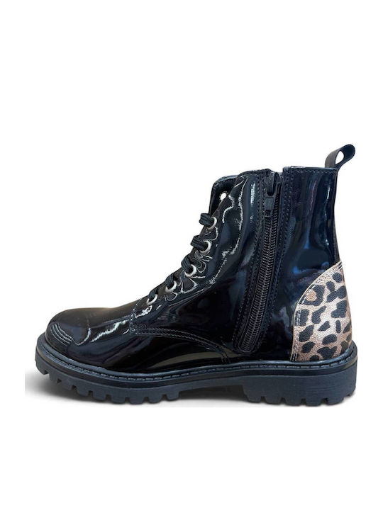 Kinderstiefel aus Lackleder mit Reissverschluss Schwarz