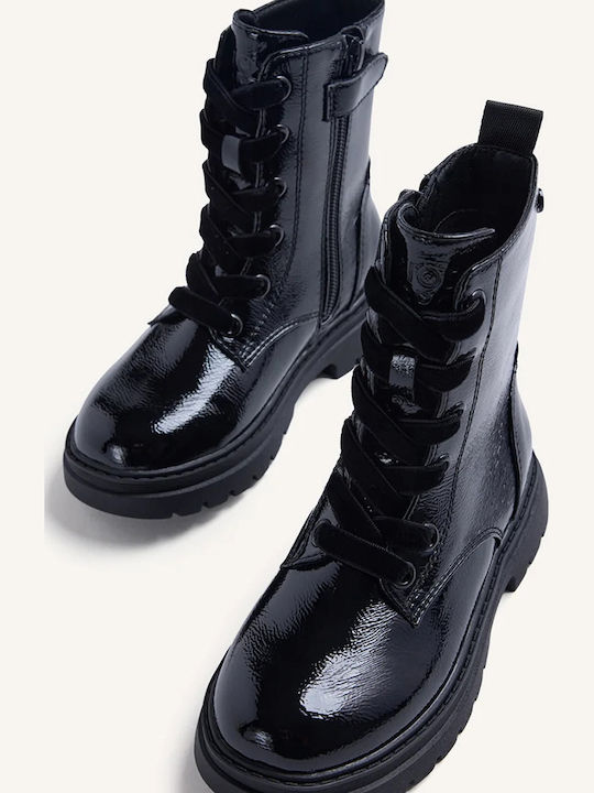 Schwarze Kinderstiefel mit Reißverschluss