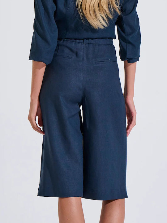 Γυναικεία Βερμούδα Λινή Darkblue