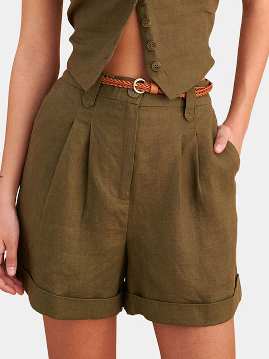 attrattivo Γυναικεία Βερμούδα Λινή Khaki
