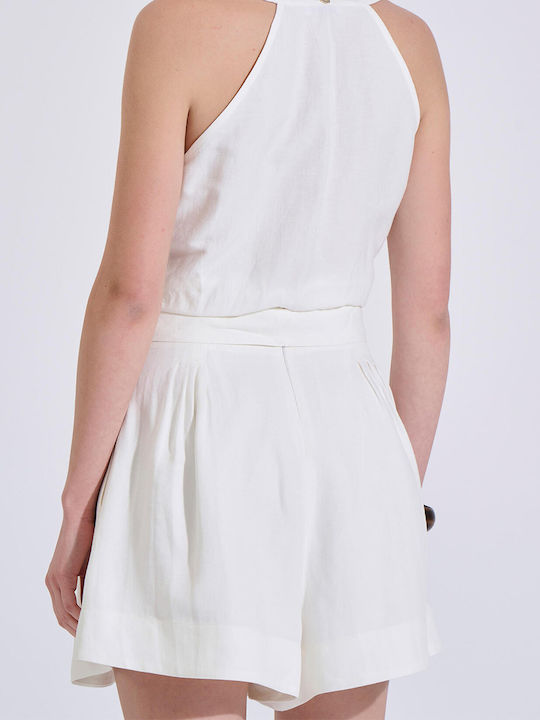 Women's Linen Shorts Ecru 10-280555-0-Ecru