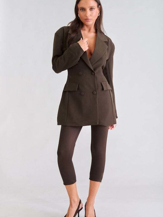 Decoro Women's Double Breasted Brown Dark Blazer