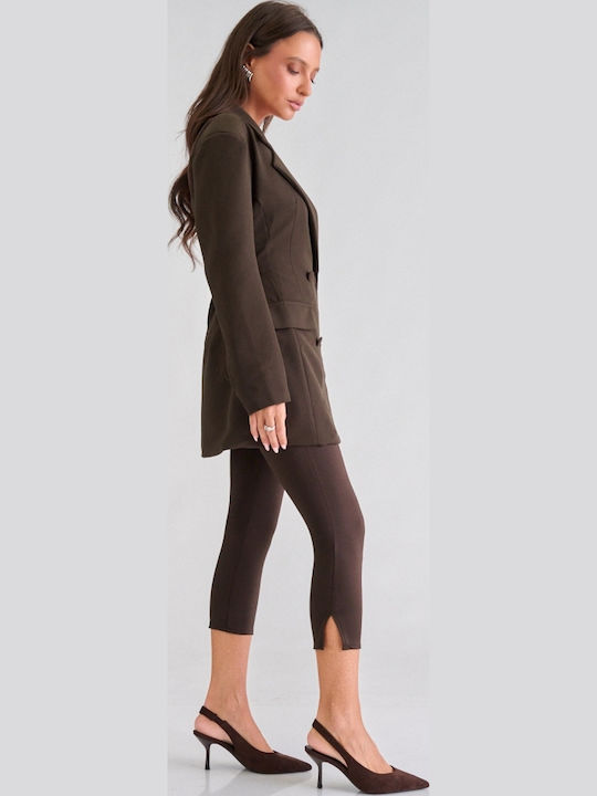Decoro Women's Double Breasted Brown Dark Blazer