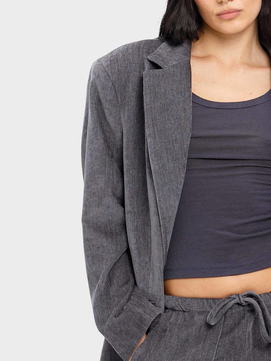 Black & Black Women's Blazer Grey Melange