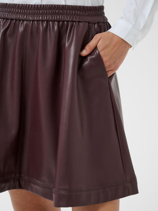 Leder Mini Damenrock Burgundisch