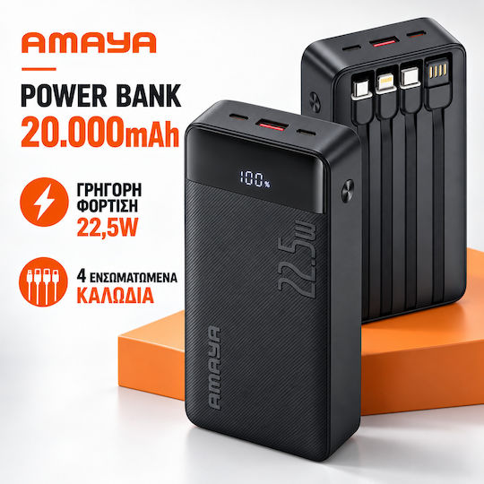 Amaya APB-F229 Power Bank 20000mAh 22.5W Schwarzes